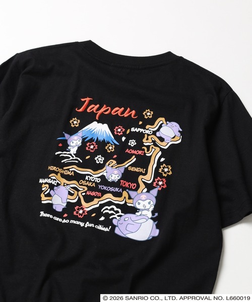 sanrio（サンリオ）の「サンリオキャラクターズ 和柄天竺半袖Tシャツ（Tシャツ/カットソー・レディース・ブラック/ネイビー/ブラウン/オートミール/ピンクベージュ/サックスブルー系/ブラック系/ホワイト/ネイビー系/オフホワイト・L/M/LL）」の4枚目の写真