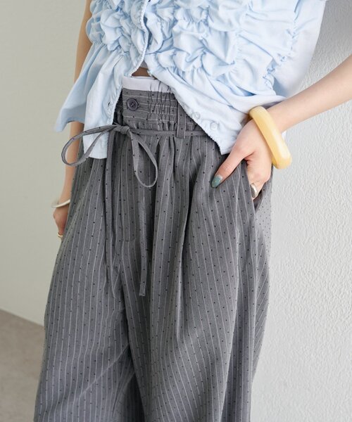 セール】【新色IVO・GRY/3サイズ展開◎】ラインストーンWベルトパンツ