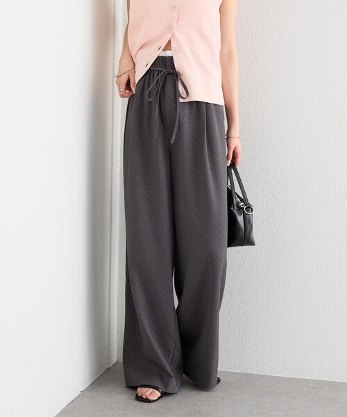 セール】【新色IVO・GRY/3サイズ展開◎】ラインストーンWベルトパンツ