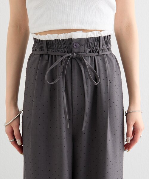 セール】【新色IVO・GRY/3サイズ展開◎】ラインストーンWベルトパンツ