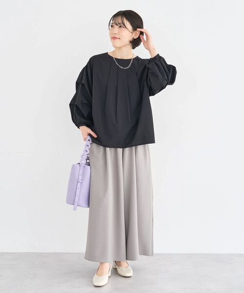 Green Parks(グリーンパークス)の「イージーケアワイドガウチョパンツ(その他パンツ・レディース・杢グレー/ライトベージュ/ブラック・L/M)」の4枚目の写真