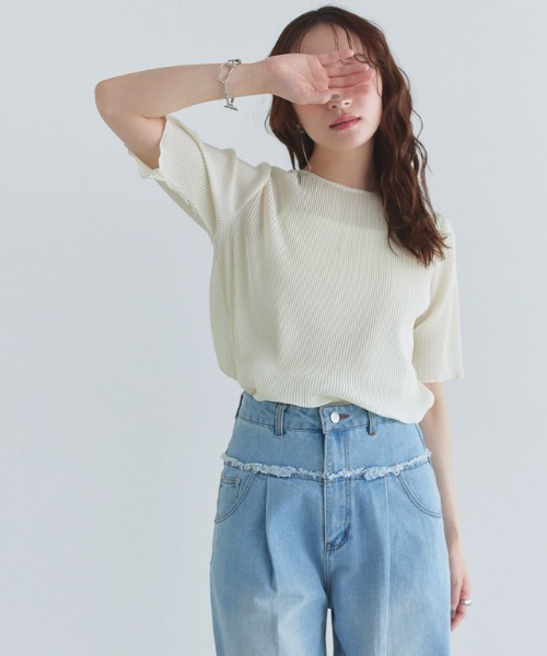 ECLAM（クラム）の「[ECLAM]シアープリーツカットソー（Tシャツ/カットソー・レディース・シルバー/アイボリー・M/L）」の12枚目の写真