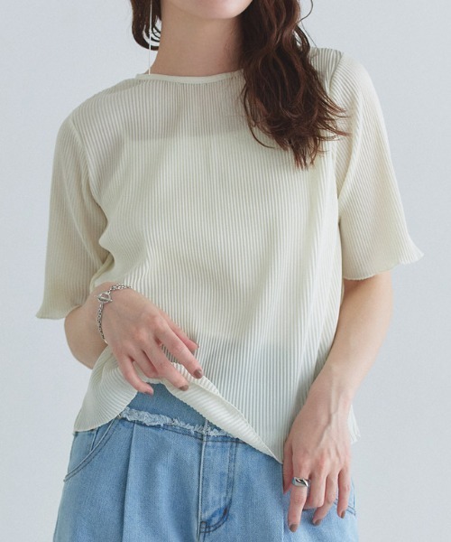 ECLAM（クラム）の「[ECLAM]シアープリーツカットソー（Tシャツ/カットソー・レディース・シルバー/アイボリー・M/L）」の14枚目の写真