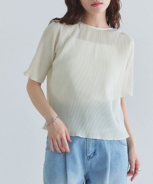 ECLAM（クラム）の「[ECLAM]シアープリーツカットソー（Tシャツ/カットソー・レディース・シルバー/アイボリー・M/L）」の18枚目の写真