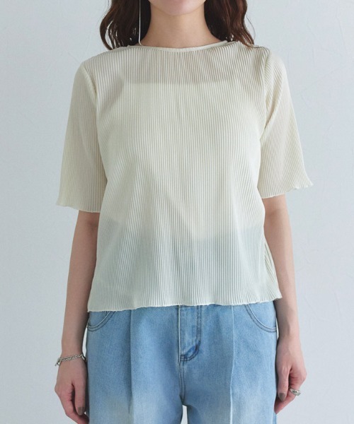 ECLAM（クラム）の「[ECLAM]シアープリーツカットソー（Tシャツ/カットソー・レディース・シルバー/アイボリー・M/L）」の8枚目の写真