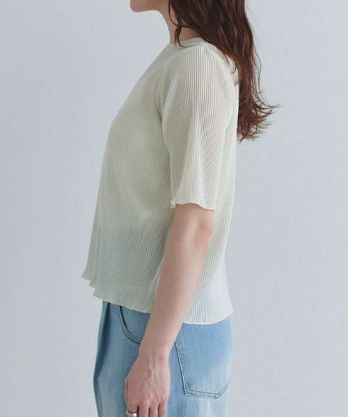 ECLAM（クラム）の「[ECLAM]シアープリーツカットソー（Tシャツ/カットソー・レディース・シルバー/アイボリー・M/L）」の9枚目の写真