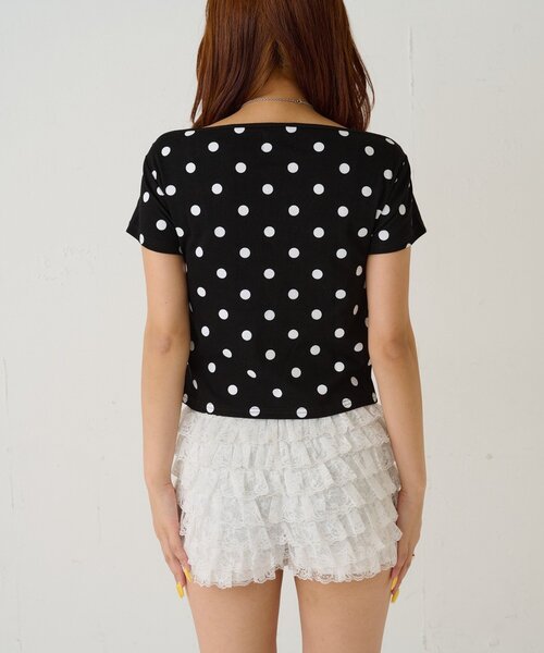 WHO'S WHO gallery（フーズフーギャラリー）の「ギャザーオフショルドットトップス（Tシャツ/カットソー・レディース・オフホワイト/ブラック・FREE）」の18枚目の写真