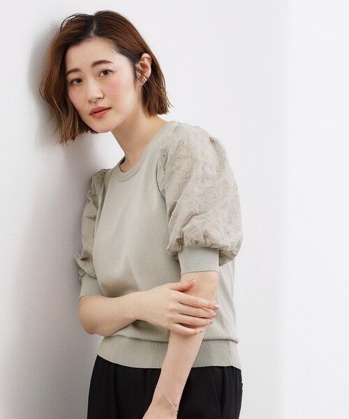 grove（グローブ）の「一枚で着映える大人の袖コンシャスニット（ニット/セーター・レディース・ピンク/ライトグレー/オフホワイト/ネイビー・05/04/03/02/01）」の13枚目の写真