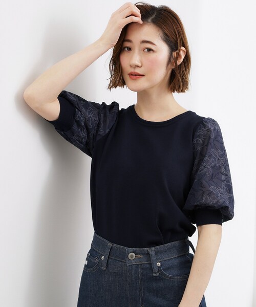 grove（グローブ）の「一枚で着映える大人の袖コンシャスニット（ニット/セーター・レディース・ピンク/ライトグレー/オフホワイト/ネイビー・05/04/03/02/01）」の21枚目の写真