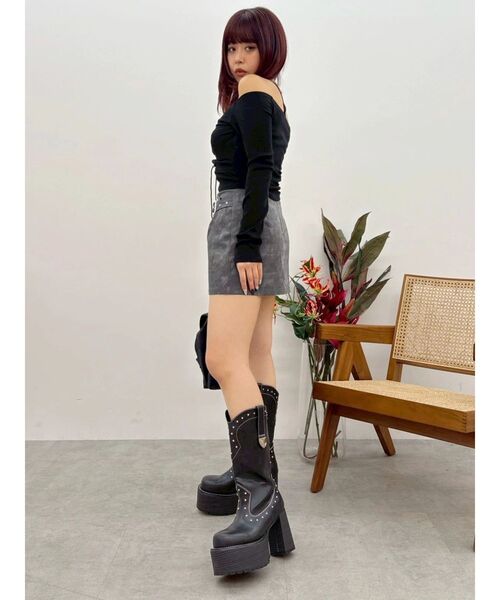 EVRIS（エヴリス）の「2WAYリブアンサンブルオフショルトップス（Tシャツ/カットソー・レディース・ホワイト/ピンク・FREE）」の3枚目の写真