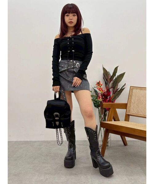 EVRIS（エヴリス）の「2WAYリブアンサンブルオフショルトップス（Tシャツ/カットソー・レディース・ホワイト/ピンク・FREE）」の4枚目の写真