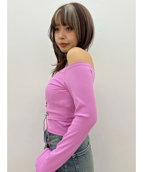 EVRIS（エヴリス）の「2WAYリブアンサンブルオフショルトップス（Tシャツ/カットソー・レディース・ホワイト/ピンク・FREE）」の7枚目の写真