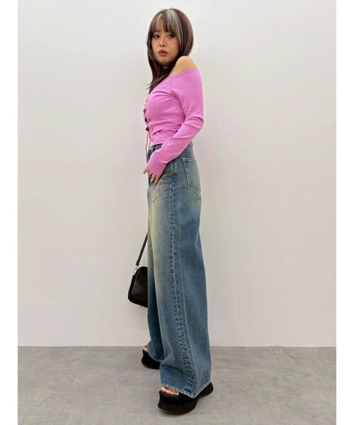 EVRIS（エヴリス）の「2WAYリブアンサンブルオフショルトップス（Tシャツ/カットソー・レディース・ホワイト/ピンク・FREE）」の10枚目の写真