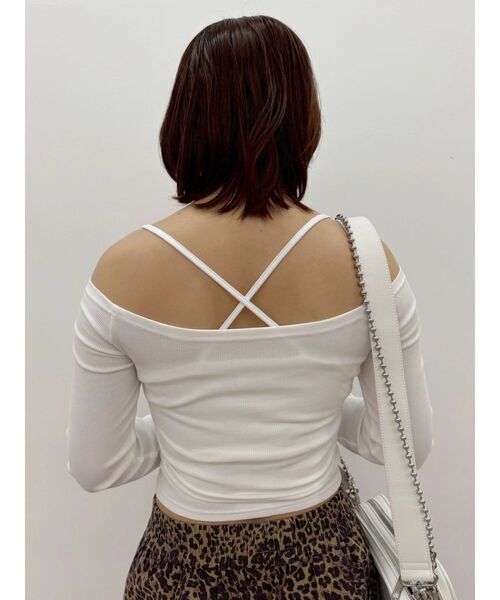 EVRIS（エヴリス）の「2WAYリブアンサンブルオフショルトップス（Tシャツ/カットソー・レディース・ホワイト/ピンク・FREE）」の13枚目の写真