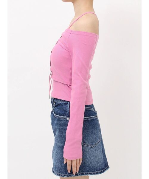 EVRIS（エヴリス）の「2WAYリブアンサンブルオフショルトップス（Tシャツ/カットソー・レディース・ホワイト/ピンク・FREE）」の18枚目の写真