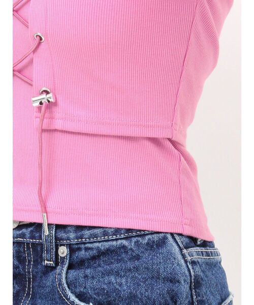 EVRIS（エヴリス）の「2WAYリブアンサンブルオフショルトップス（Tシャツ/カットソー・レディース・ホワイト/ピンク・FREE）」の22枚目の写真