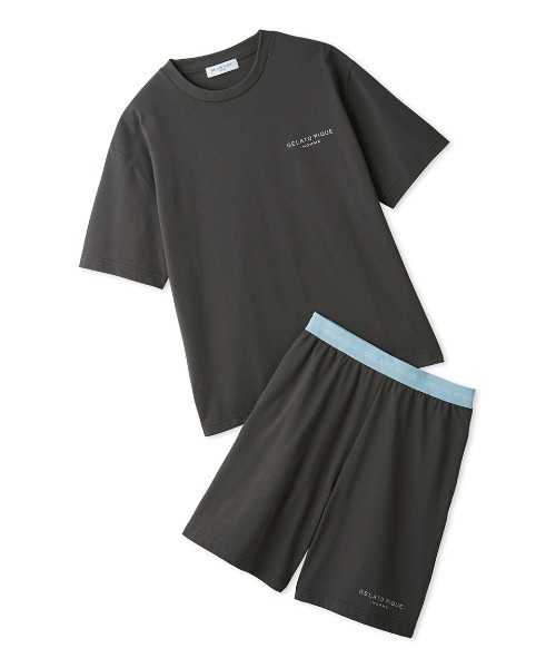 gelato pique ルームウェアセット ダークグレー HOMME】【接触冷感】GIZAコットンジャージーセットアップ（ルーム