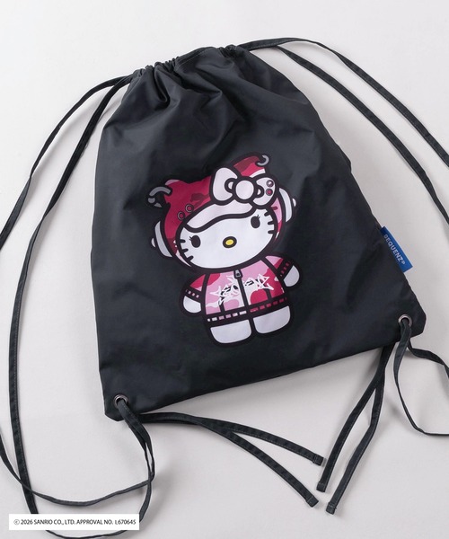 sanrio(サンリオ)の「【72】【Sanrio/サンリオ】Y2Kスタイル/ハローキティ リバーシブル ナップサック ワンポイント刺繍(バックパック/リュック・レディース・ブラック/ブラック系その他/レオパード/カモフラージュ・FREE)」の2枚目の写真