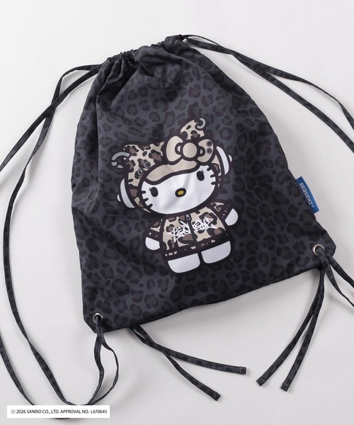 sanrio(サンリオ)の「【72】【Sanrio/サンリオ】Y2Kスタイル/ハローキティ リバーシブル ナップサック ワンポイント刺繍(バックパック/リュック・レディース・ブラック/ブラック系その他/レオパード/カモフラージュ・FREE)」の4枚目の写真