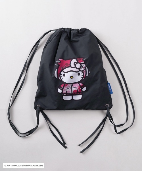 sanrio(サンリオ)の「【72】【Sanrio/サンリオ】Y2Kスタイル/ハローキティ リバーシブル ナップサック ワンポイント刺繍(バックパック/リュック・レディース・ブラック/ブラック系その他/レオパード/カモフラージュ・FREE)」の7枚目の写真