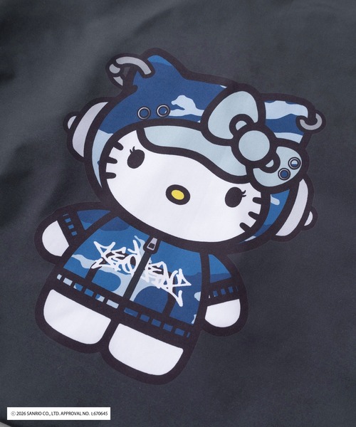 sanrio(サンリオ)の「【72】【Sanrio/サンリオ】Y2Kスタイル/ハローキティ リバーシブル ナップサック ワンポイント刺繍(バックパック/リュック・レディース・ブラック/ブラック系その他/レオパード/カモフラージュ・FREE)」の11枚目の写真