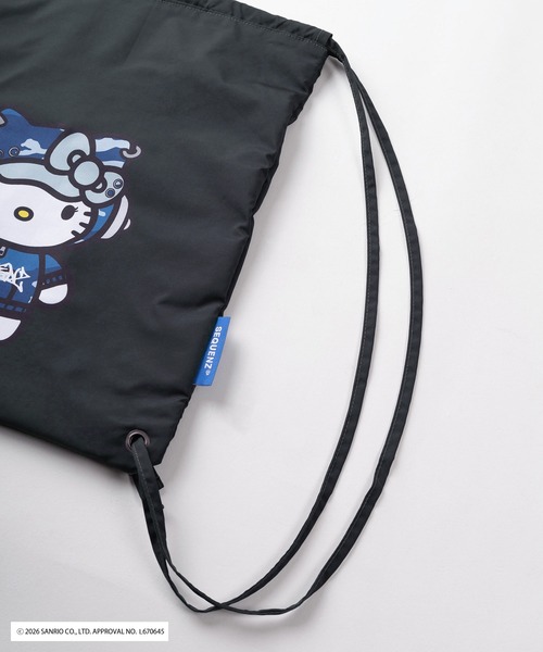 sanrio(サンリオ)の「【72】【Sanrio/サンリオ】Y2Kスタイル/ハローキティ リバーシブル ナップサック ワンポイント刺繍(バックパック/リュック・レディース・ブラック/ブラック系その他/レオパード/カモフラージュ・FREE)」の6枚目の写真