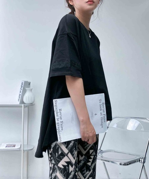 AS KNOW AS plus(アズノゥアズプラス)の「○ゆったり涼感シルエット テントライン刺繍半袖Tシャツ(Tシャツ/カットソー・レディース・グレイッシュベージュ/ブルー/ブラック・FREE)」の19枚目の写真