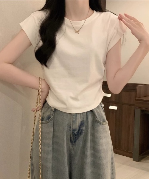 NoBelle(ノベル)の「フレンチスリーブTシャツ ノースリーブカットソー(Tシャツ/カットソー・レディース・ブラック/ホワイト/カーキ・L/M)」の14枚目の写真