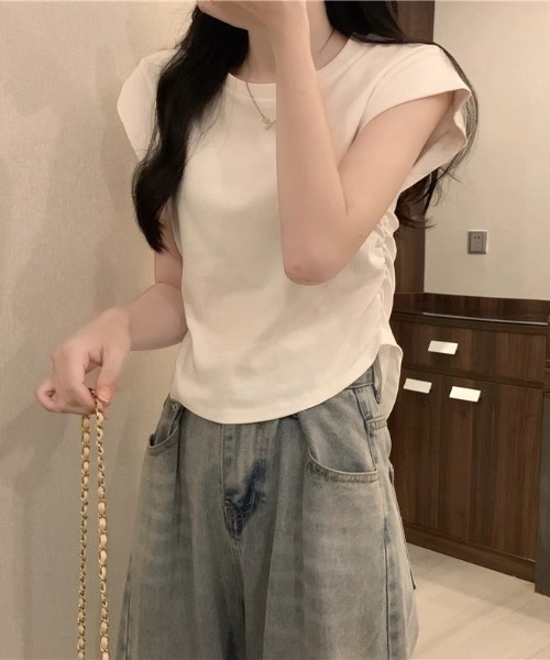 NoBelle(ノベル)の「フレンチスリーブTシャツ ノースリーブカットソー(Tシャツ/カットソー・レディース・ブラック/ホワイト/カーキ・L/M)」の17枚目の写真