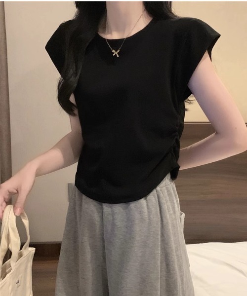 NoBelle(ノベル)の「フレンチスリーブTシャツ ノースリーブカットソー(Tシャツ/カットソー・レディース・ブラック/ホワイト/カーキ・L/M)」の21枚目の写真
