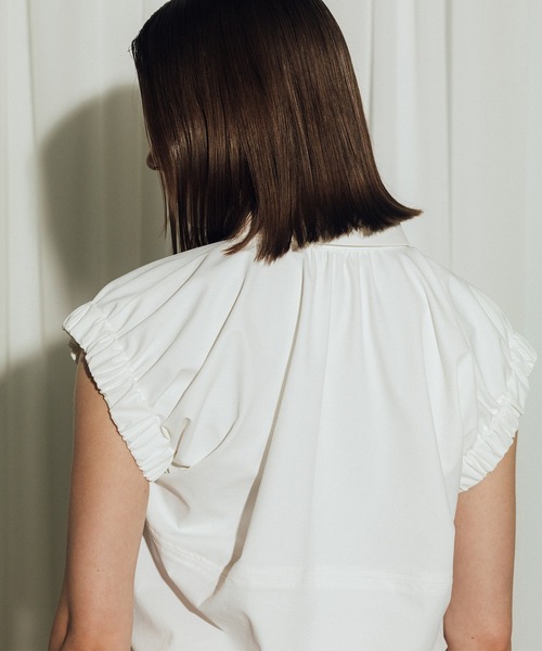CITY TOKYO（シティトウキョウ）の「【CITY TOKYO/シティートウキョウ】Volume Gather Nosleeve Shirt/ボリュームギャザーノースリーブシャツ（シャツ/ブラウス・レディース・ホワイト/ブラック/グリーン・FREE）」の10枚目の写真