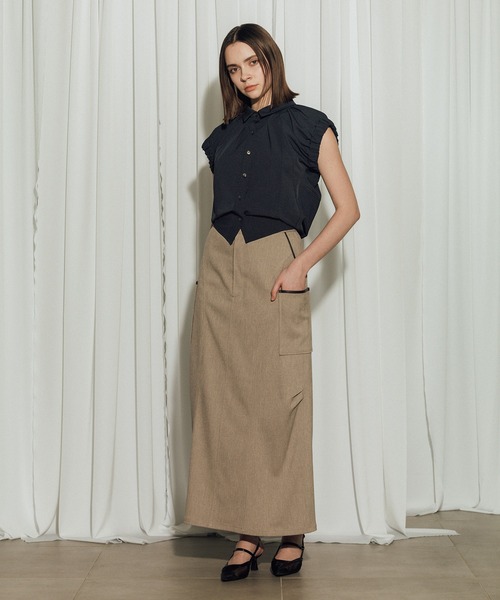 CITY TOKYO（シティトウキョウ）の「【CITY TOKYO/シティートウキョウ】Volume Gather Nosleeve Shirt/ボリュームギャザーノースリーブシャツ（シャツ/ブラウス・レディース・ホワイト/ブラック/グリーン・FREE）」の9枚目の写真