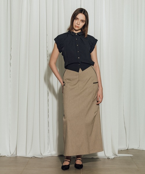 CITY TOKYO（シティトウキョウ）の「【CITY TOKYO/シティートウキョウ】Volume Gather Nosleeve Shirt/ボリュームギャザーノースリーブシャツ（シャツ/ブラウス・レディース・ホワイト/ブラック/グリーン・FREE）」の8枚目の写真