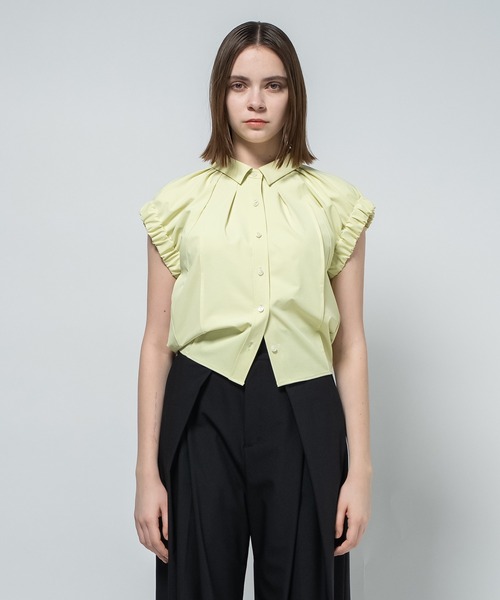 CITY TOKYO（シティトウキョウ）の「【CITY TOKYO/シティートウキョウ】Volume Gather Nosleeve Shirt/ボリュームギャザーノースリーブシャツ（シャツ/ブラウス・レディース・ホワイト/ブラック/グリーン・FREE）」の14枚目の写真