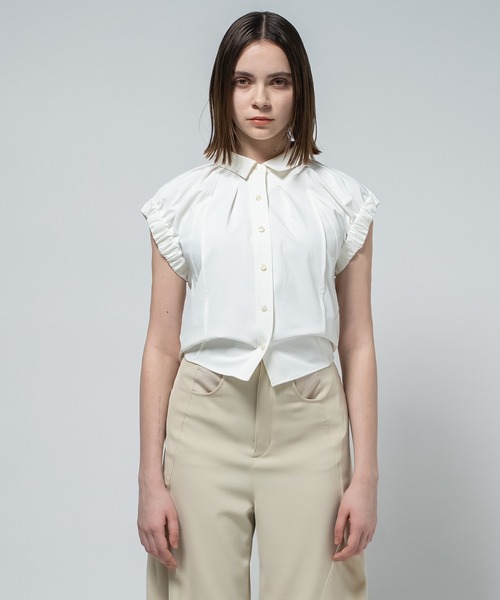 CITY TOKYO（シティトウキョウ）の「【CITY TOKYO/シティートウキョウ】Volume Gather Nosleeve Shirt/ボリュームギャザーノースリーブシャツ（シャツ/ブラウス・レディース・ホワイト/ブラック/グリーン・FREE）」の20枚目の写真