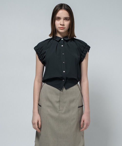 CITY TOKYO（シティトウキョウ）の「【CITY TOKYO/シティートウキョウ】Volume Gather Nosleeve Shirt/ボリュームギャザーノースリーブシャツ（シャツ/ブラウス・レディース・ホワイト/ブラック/グリーン・FREE）」の17枚目の写真