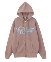 LETTERING SPRAY LOGO ZIP UP SWEAT HOODIE