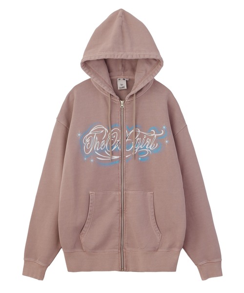 X-girl（エックスガール）の「LETTERING SPRAY LOGO ZIP UP SWEAT HOODIE（パーカー・レディース・ブラック/オリーブ/ブラウン・S/M）」の3枚目の写真