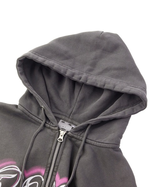 X-girl（エックスガール）の「LETTERING SPRAY LOGO ZIP UP SWEAT HOODIE（パーカー・レディース・ブラック/オリーブ/ブラウン・S/M）」の8枚目の写真