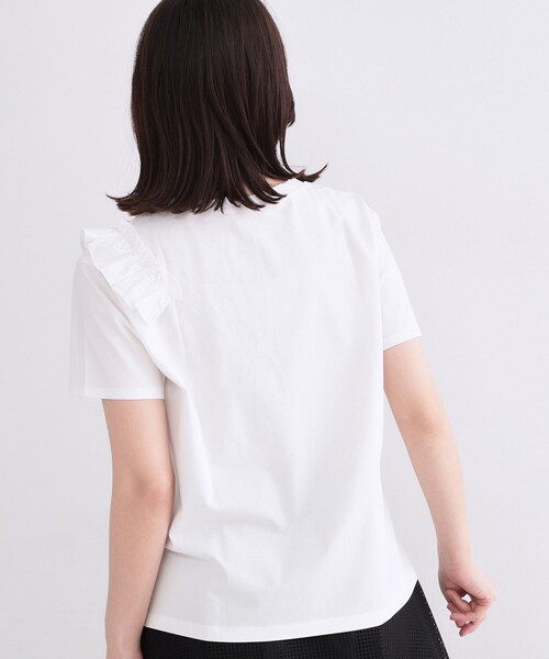 OPAQUE.CLIP（オペークドットクリップ）の「【UV／接触冷感】フリルショルダーカットソー《洗濯機OK》（Tシャツ/カットソー・レディース・ブラウン系/ブラック/ホワイト・42/40/38/36）」の4枚目の写真