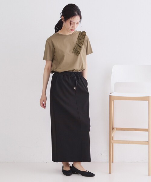 OPAQUE.CLIP（オペークドットクリップ）の「【UV／接触冷感】フリルショルダーカットソー《洗濯機OK》（Tシャツ/カットソー・レディース・ブラウン系/ブラック/ホワイト・42/40/38/36）」の13枚目の写真