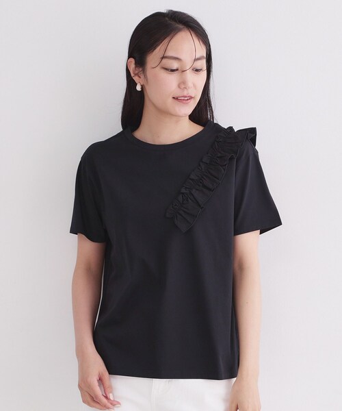 OPAQUE.CLIP（オペークドットクリップ）の「【UV／接触冷感】フリルショルダーカットソー《洗濯機OK》（Tシャツ/カットソー・レディース・ブラウン系/ブラック/ホワイト・42/40/38/36）」の16枚目の写真