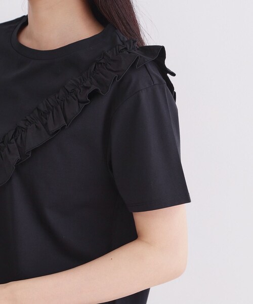 OPAQUE.CLIP（オペークドットクリップ）の「【UV／接触冷感】フリルショルダーカットソー《洗濯機OK》（Tシャツ/カットソー・レディース・ブラウン系/ブラック/ホワイト・42/40/38/36）」の20枚目の写真