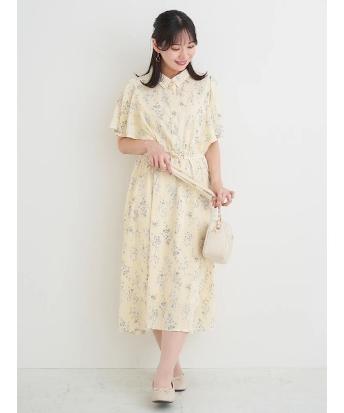 Re-J&SUPURE(リジェイアンドスプル)の「【大きいサイズ】花柄フレアスリーブシャツワンピース(ワンピース・レディース・イエロー/パープル/オフホワイト・XXXX-LARGE/XXX-LARGE/XX-LARGE)」の3枚目の写真