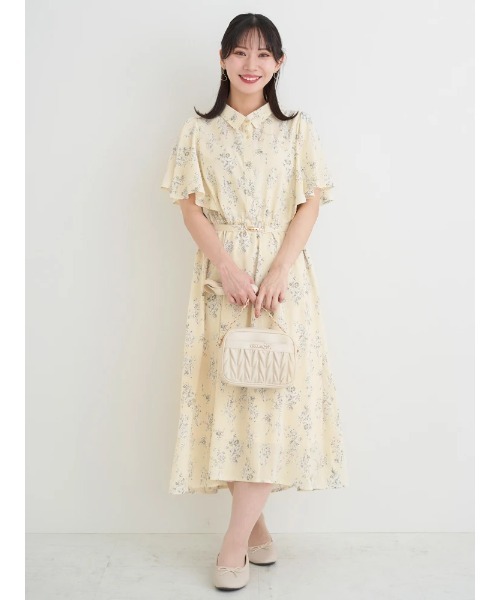 Re-J&SUPURE(リジェイアンドスプル)の「【大きいサイズ】花柄フレアスリーブシャツワンピース(ワンピース・レディース・イエロー/パープル/オフホワイト・XXXX-LARGE/XXX-LARGE/XX-LARGE)」の4枚目の写真