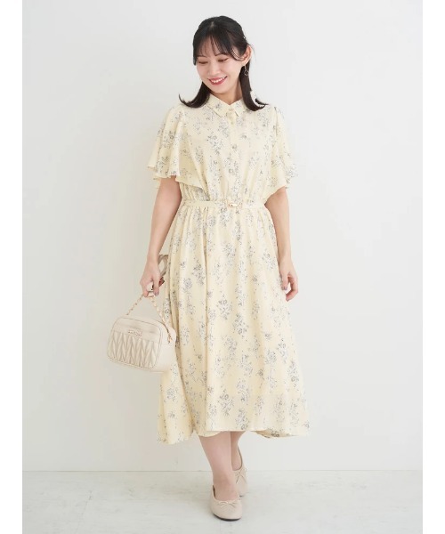 Re-J&SUPURE(リジェイアンドスプル)の「【大きいサイズ】花柄フレアスリーブシャツワンピース(ワンピース・レディース・イエロー/パープル/オフホワイト・XXXX-LARGE/XXX-LARGE/XX-LARGE)」の5枚目の写真