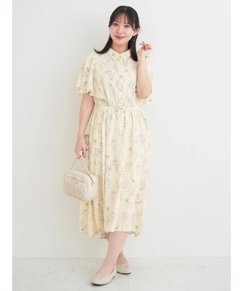 Re-J&SUPURE(リジェイアンドスプル)の「【大きいサイズ】花柄フレアスリーブシャツワンピース(ワンピース・レディース・イエロー/パープル/オフホワイト・XXXX-LARGE/XXX-LARGE/XX-LARGE)」の6枚目の写真