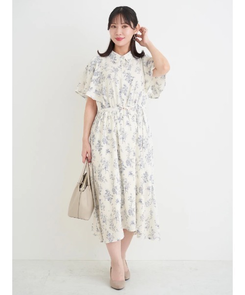 Re-J&SUPURE(リジェイアンドスプル)の「【大きいサイズ】花柄フレアスリーブシャツワンピース(ワンピース・レディース・イエロー/パープル/オフホワイト・XXXX-LARGE/XXX-LARGE/XX-LARGE)」の7枚目の写真