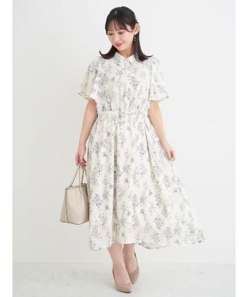 Re-J&SUPURE(リジェイアンドスプル)の「【大きいサイズ】花柄フレアスリーブシャツワンピース(ワンピース・レディース・イエロー/パープル/オフホワイト・XXXX-LARGE/XXX-LARGE/XX-LARGE)」の8枚目の写真
