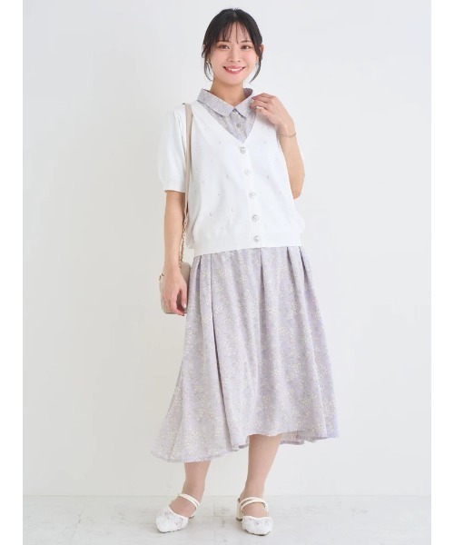 Re-J&SUPURE(リジェイアンドスプル)の「【大きいサイズ】花柄フレアスリーブシャツワンピース(ワンピース・レディース・イエロー/パープル/オフホワイト・XXXX-LARGE/XXX-LARGE/XX-LARGE)」の11枚目の写真